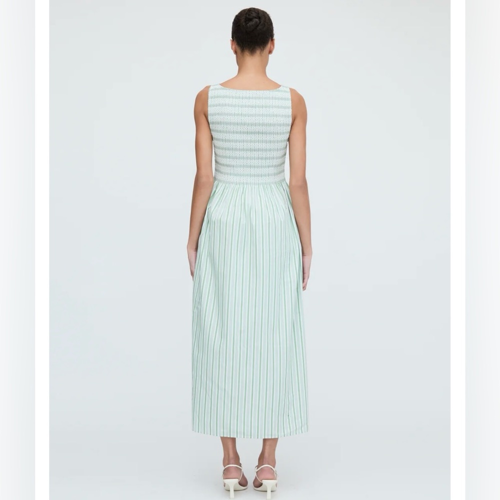 Hill House Mint Green Striped Sleeveless Midi Dress - Picture 3 of 8